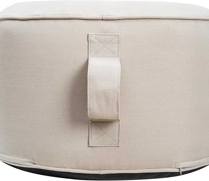 QILLOWAY Inflatable Outdoor Ottoman for Patio, Waterproof Round Pouf, Inflatable Foot Rest, Outdoor Footstool for Poolside, Garden，Camping,Beige,Sand,Camel