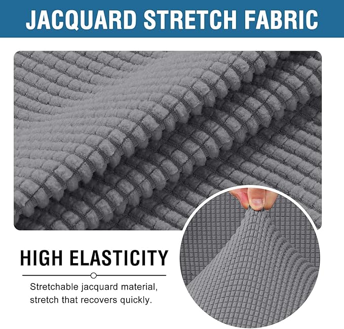 H.VERSAILTEX Stretch Computer Office Chair Cover with Durable Zipper Universal Washable Removable Spandex Rotating Boss Chairs Slipcovers Anti-dust Desk Chair Seat Protector for Dogs Cats Pets,Grey