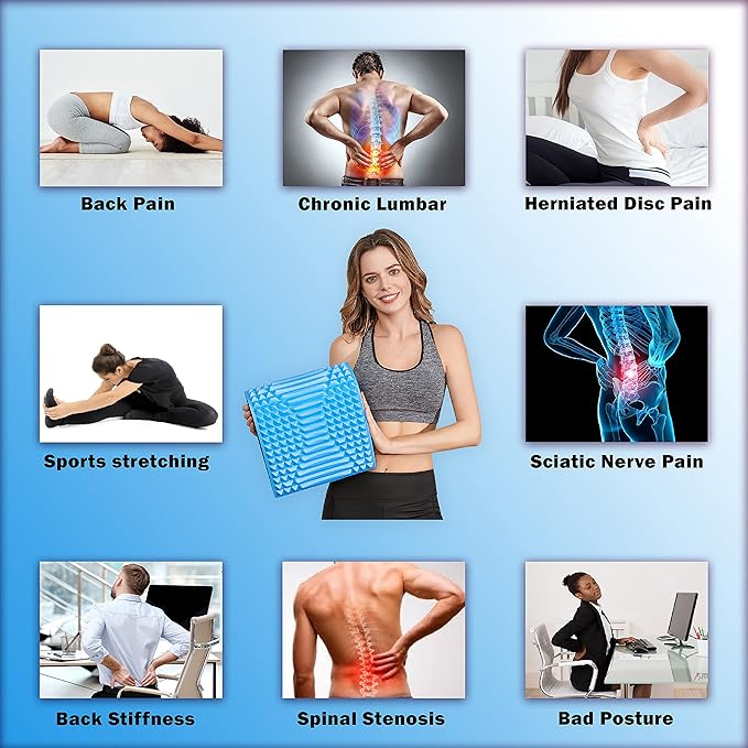 YESINDEED Back Stretcher Pillow – Pain Relief for Lower Back, Lumbar Support, Posture Correction, Sciatica Aid, Orthopedic Design, Easy to Use at Home, Office, or Anywhere, Orthopedist Recommended