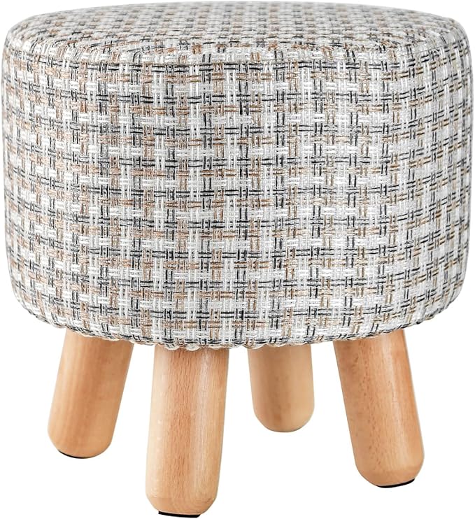 H&B Luxuries Fabric Round Padded Ottoman Foot Rest Stool