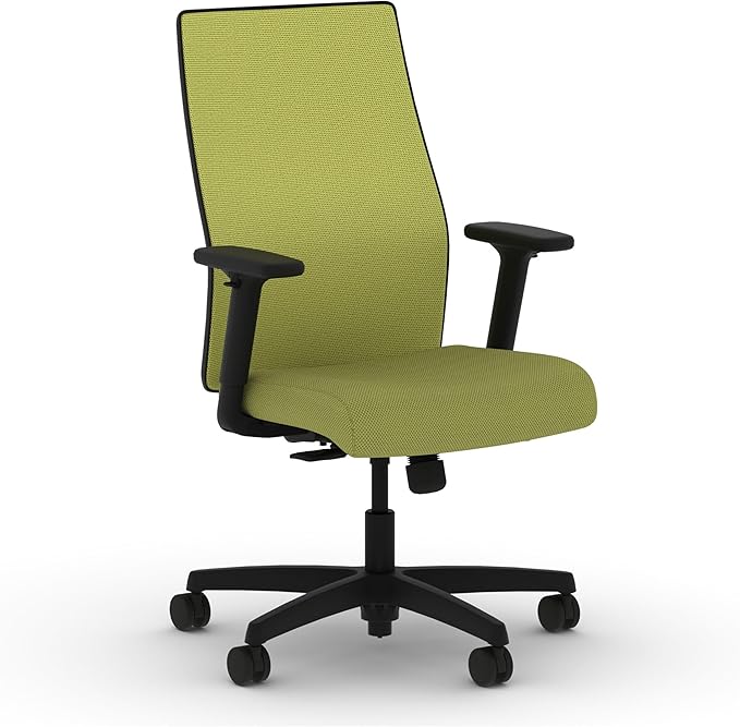 HON Ignition 2.0 Mid Back Task Chair, Spectrum Mesh, Standard Synchro-Tilt Control, Office Chair with Lumbar Support, Height and Width Adjustable Arms, Black Frame, Pear