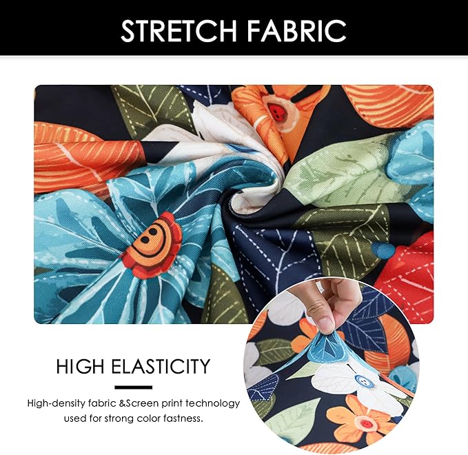FORCHEER Office Chair Seat Cover Floral Stretch Printed Deak Chair Seat Cushion Cover 20x20inch 1 Piece Washable-Lush Flowers