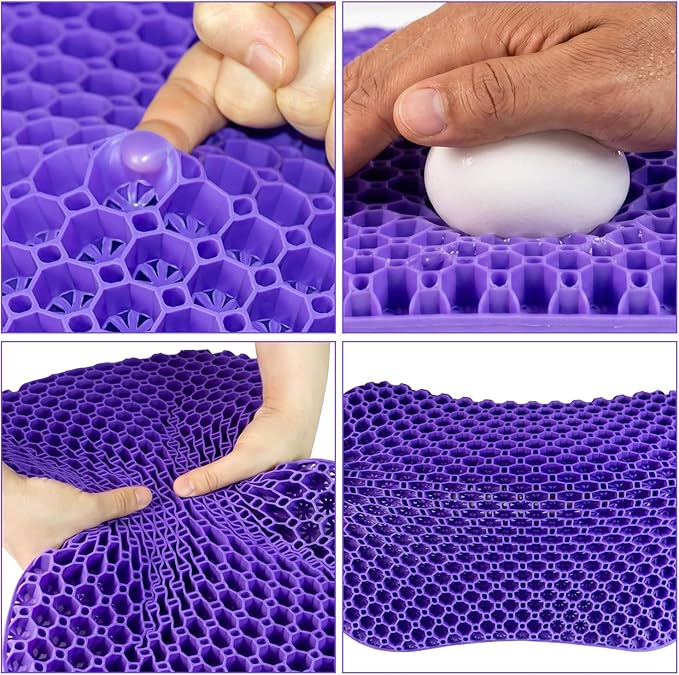 Shouken Large Gel Seat Cushion for Long Sitting - 18 x 17 Inches, with Non-Slip Cover, Soft & Breathable, Gel Chair Cushion for Wheelchair, Car, Desk, Home, Office Chair, Hip Pain Relief