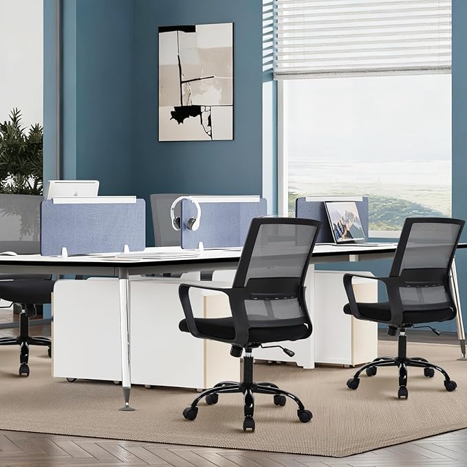Ergonomic Office Chair, Breathable Mesh Desk Chair, Swivel Computer Chair with Wheels & Adjustable Height & Comfort Seat for Home Office, Gaming Room, Grey
