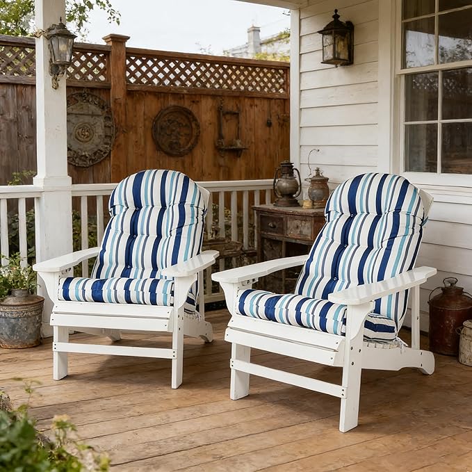 Enipate Weather Resistant Adirondack Chair Cushions High Back Rocking Chair Cushion Indoor Outdoor Patio Tufted Thicken Lounge Cushion Seat Pad
