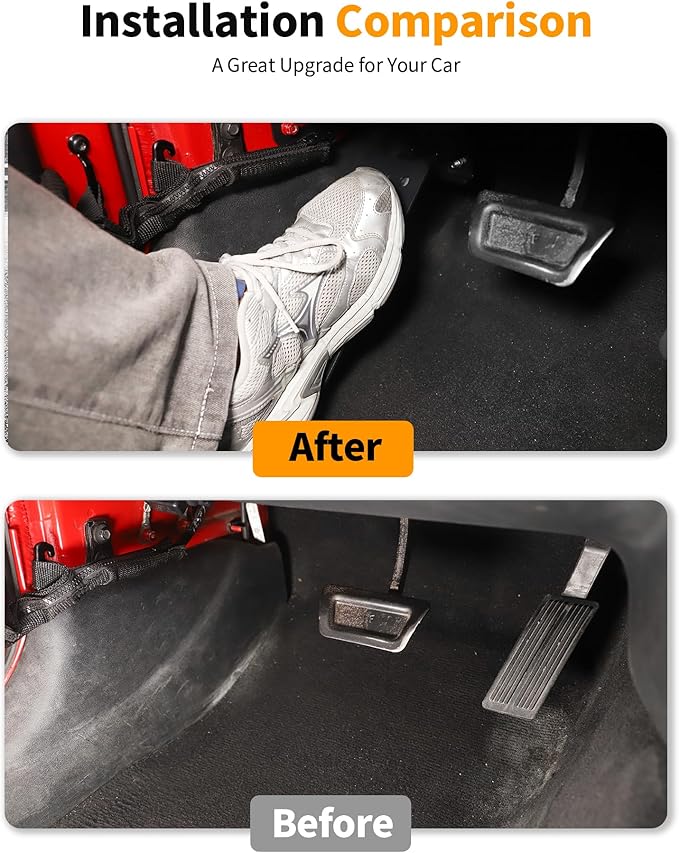 Dead Pedal & Gas Pedal Extender Cover Fits for Jeep Wrangler JK JKU 2007-2017 Left Side Foot Rest Kick Panel and Adjustable Driver Foot Rest Pad