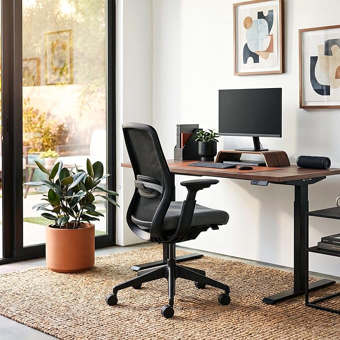 COLAMY Office Chair Set of 2, Easy Wire-Control Desk Chair with Sliding Seat Depth & Thick Padded Lumbar Support, Heavy Duty 300 LBS High Back Mesh Computer Chair for Home Workstation,Black