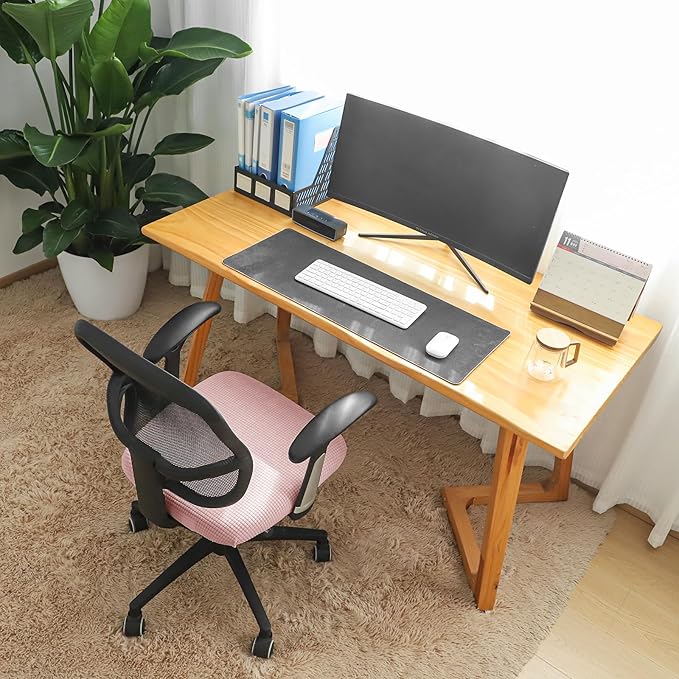 FORCHEER Waterproof Office Chair Seat Cover Pink 20x20 Jacquard Strech Computer Desk Chair Seat Cushion Slipcover Washable Removable