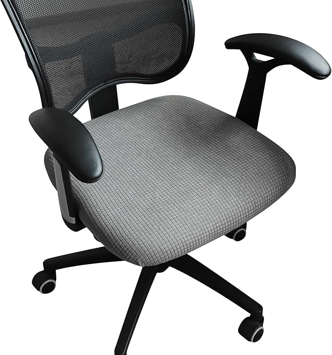 FORCHEER Office Chair Seat Cover Grey Water-Resistant 18inch Stretch Jacquard Computer Chair Seat Cushion Slipcover 1 Piece Washable