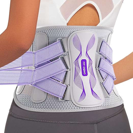 Fit Geno Back Brace for Women Lower Back Pain Relief: Adjustable Support with Ergonomic Lumbar Pad for Herniated Disc Sciatica and Lumbar Strain - Breathable Design (M)