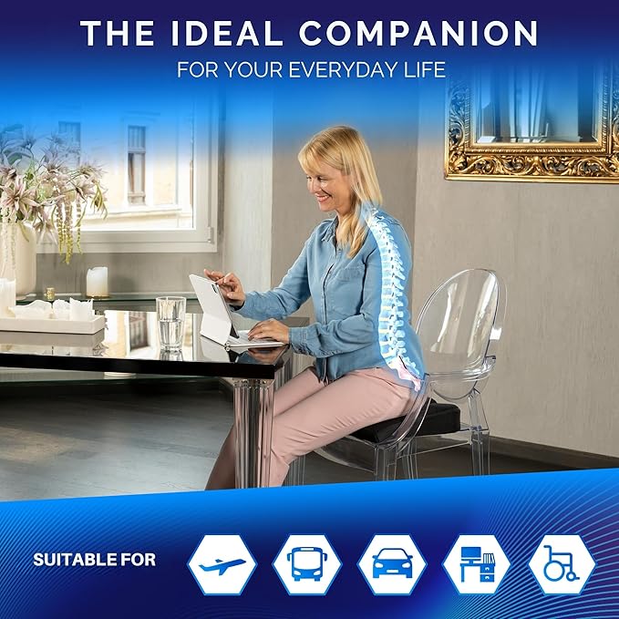 Healthfix® Wedge Seat Cushion - Orthopedic Memory Foam Seat Wedge for Office Chairs, Posture Support, Pressure Relief for Back/HIPS/Tailbone - Medium (130-200 lbs)