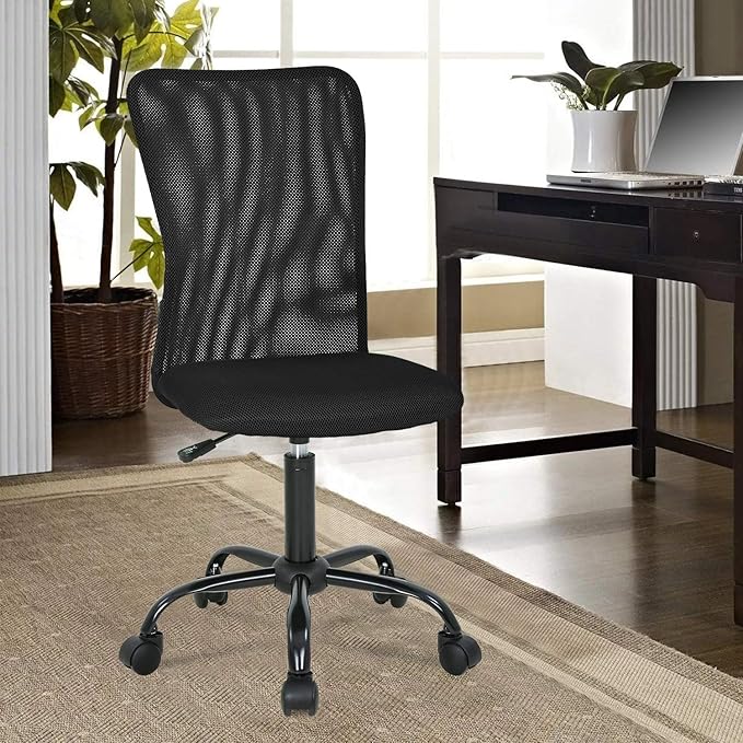 Ergonomic Office Mesh Support Modern Executive Mid Back Rolling Swivel Chair for Men&Women, Black (Home Office Desk Chair)