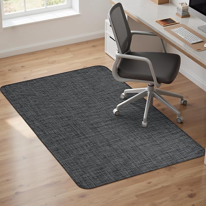 Sycoodeal Office Chair Mat for Hardwood & Tile Floor,Computer Gaming Chair Mat for Rolling Chairs Non-Curve, Anti-Slip, Heavy Duty Floor Protector for Home Office,Black (48" x 60")