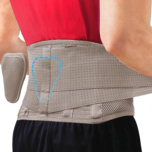 Sparthos Back Support Belt - Immediate Relief from Lower Back Pain, Sciatica, Herniated Disc - Breathable Brace With Lumbar Pad - For Men & Women - Fits 31–38″ Waist (Taupe-Small, Check Sizing)
