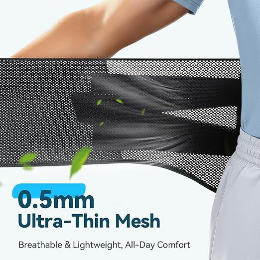 AGPTEK Back Brace for Lower Back Pain Relief, Breathable Air Mesh Back Support Belt with Ergonomic 3D Lumbar Pad for Work, Sciatica, Scoliosis, Herniated Disc, Adjustable Dual Straps, for Men Women (Medium)