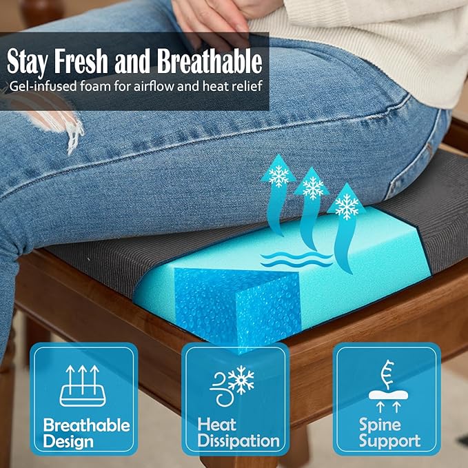 2'' Thick High-Density Foam Indoor Chair Cushions | Dining Chair Pads with Ties, Removable Washable Cover, Kitchen Chair Cushions 17"x16",Dark Gray 2 Pack