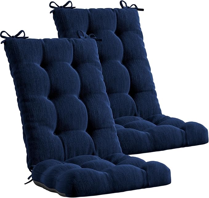Codi Rocking Chair Cushions Indoor, Water Resistant Glider Rocker Replacement Cushion Set for Patio Porch Garden - Fits Most Standard Rockers, Navy 2PK