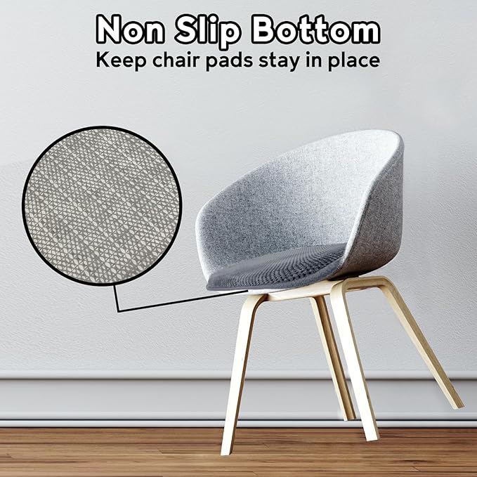Grey Kitchen Chairs Cushions Non Slip Foam Office Seat Cushions Washable Soft Thick Pads Large Wooden Metal Tapered Dining Chair Cushions,17" x 15"