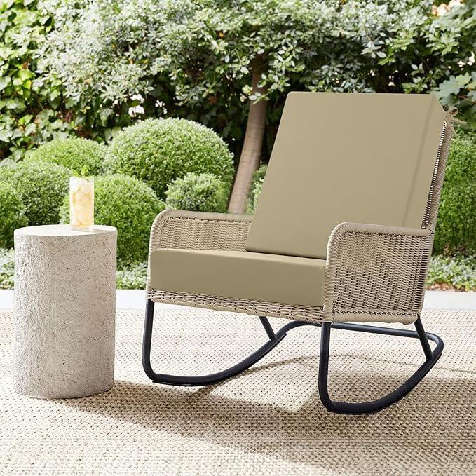idee-home Outdoor Dining Chair Cushion, Patio Seat Cushion High Back Waterproof Seat Pads with Removable Cover, Indoor Chair Pads Deep, Antique Beige