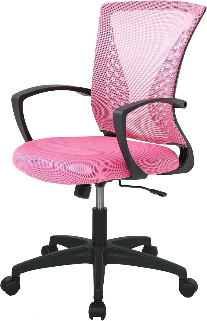 PayLessHere Office Computer Gaming Chair Ergonomic Mesh Desk Chair Adjustable Video Game Chairs with 360 Degrees Swivel Wheels Armrest Lumbar Support for Home Office,Pink