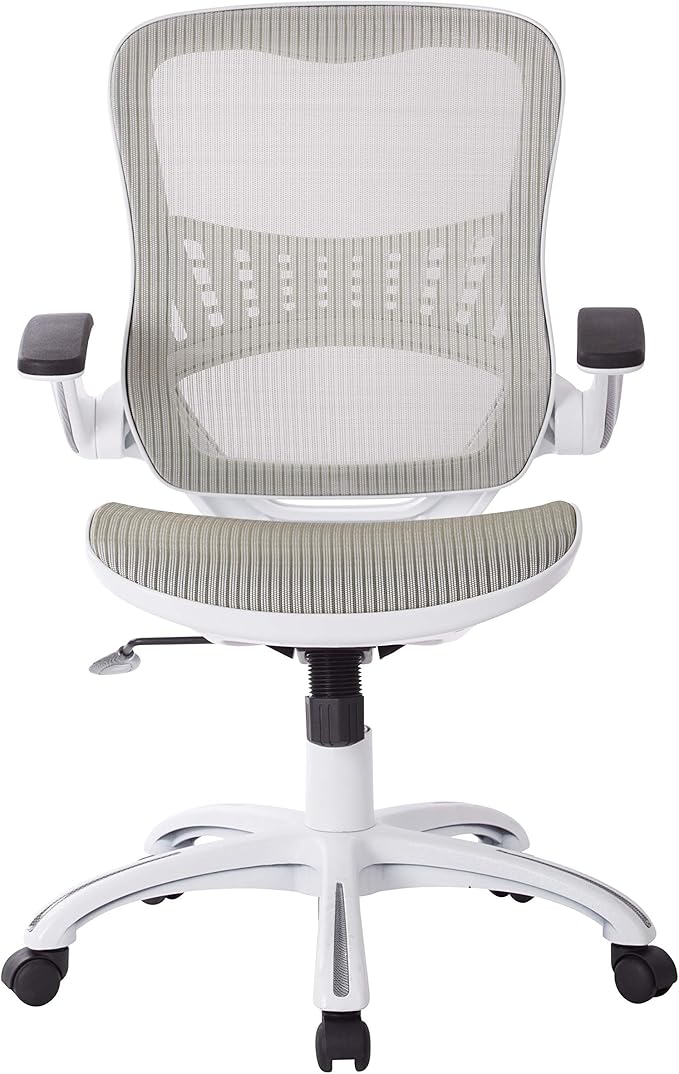 OSP Home Furnishings Riley Ventilated Manager's Office Desk Chair with Breathable Mesh Seat and Back, White Base with Blue