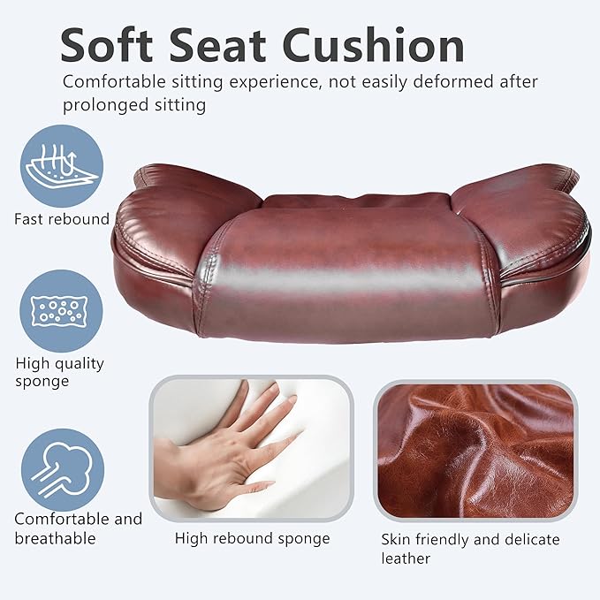 FDW Office Chair Massage Computer Chair High Back Adjustable Desk Chair Rolling Swivel Executive Chair PU Leather with Lumbar Support Arms Headrest Task Chair,Brown