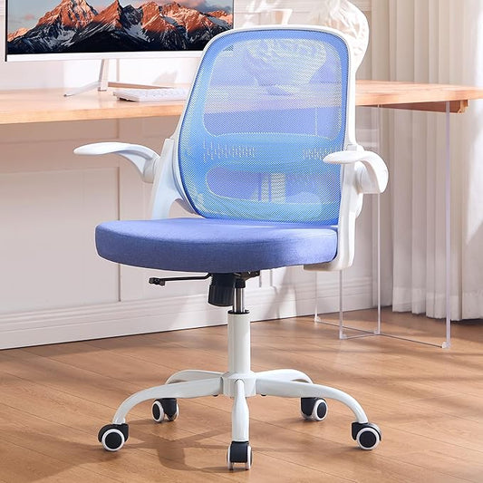 amseatec Office Chair，Ergonomic Mesh Desk Chair,Flip-Up Arms,Adjustable Height,Breathable Mesh Back & Thick Cushion Seat,360°Swivel Rolling Computer Chair,BIFMA Certified,Supports 300 lbs(Blue)