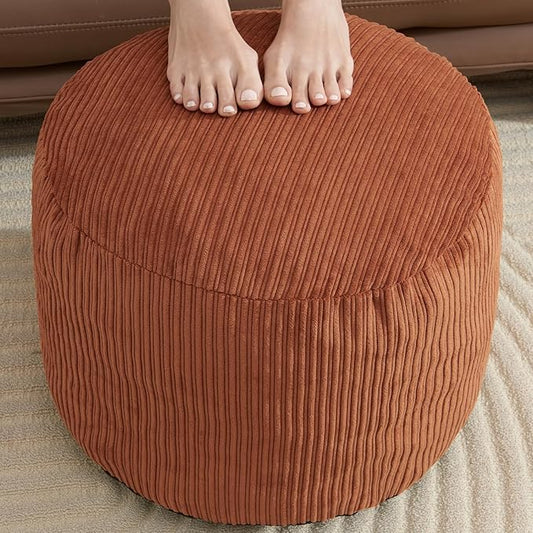 WSOFRLAC Pouf Ottoman Foot Stools with Foam Small Ottoman for Living Room Corduroy Ottomans Pouf 26x18 Floor Poufs Foot Rest for Chair Orange Hassocks and Ottomans