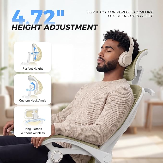 Ergonomic Office Chair with Footrest - Adjustable Lumbar Support & Headrest, 90-160° Reclining Mesh Back Computer Chair - Home Office/Gaming, 350lbs Capacity