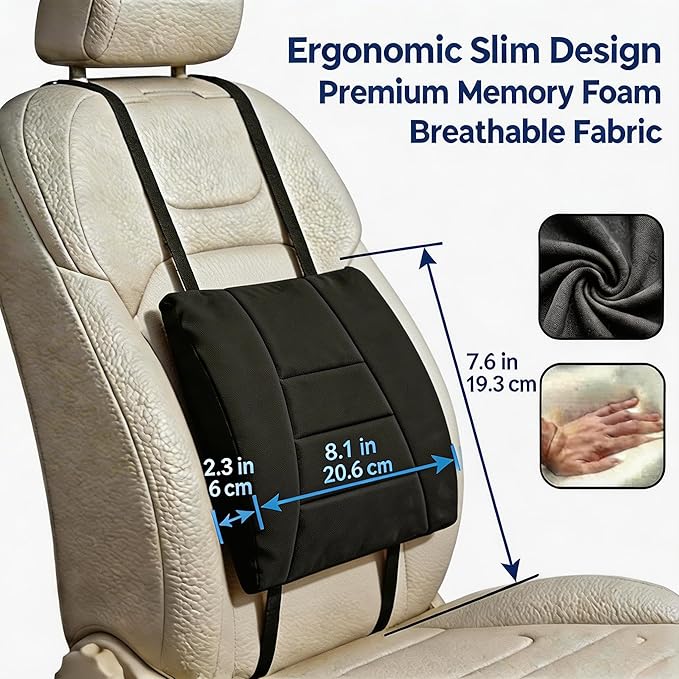 Big Hippo Orthopedic Seat Cushion for Office Chair & Car - Premium Memory Foam Tailbone & Sciatica Pain Relief Pad - Ergonomic Posture Support for Long Sitting, Driving & Wheelchair