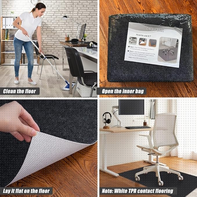 Sycoodeal Office Chair Mat for Hardwood Floor,Office Computer Gaming Chair Mat for Tile Floor,Large Floor Protector Rug,Anti-Slip,Easy to Clean,Black(40"x55")
