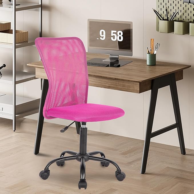 FDW Home Office Chair Mid Back Mesh Desk Chair Armless Computer Ergonomic Task Rolling Swivel Chair Back Support Adjustable Modern with Lumbar Support