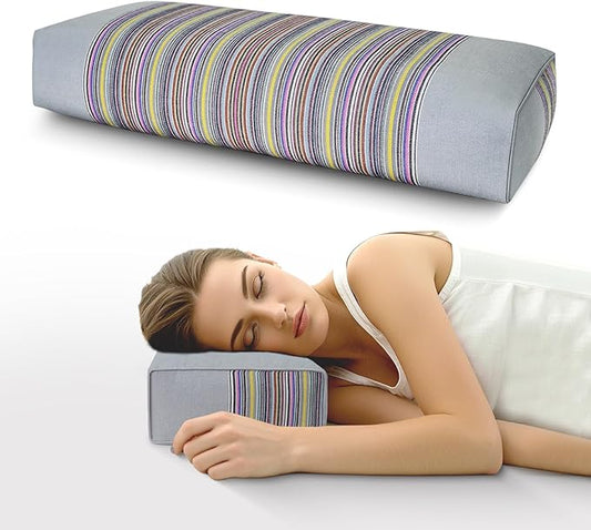 Adjustable Buckwheat Hull Pillow for Neck Pain Relief (21x8x4in) Natural Cooling Cervical Support Organic Pillow for Side & Back Sleepers with Night Sweats (Grey)