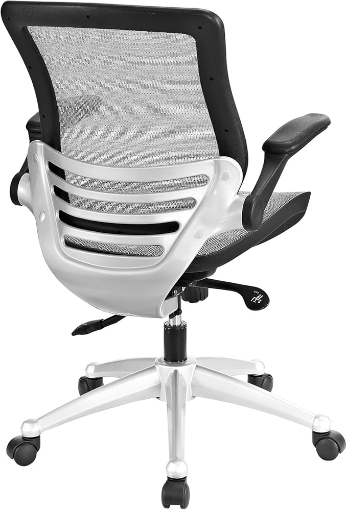 Modway Edge All Mesh Office Chair In Gray With Flip-Up Arms - Perfect For Computer Desks