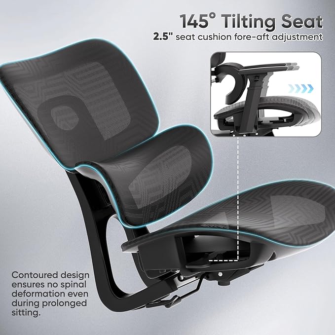 Ergonomic Office Chair, Adjustable High Back Home Desk Chair & Adjustable Seat, 3D Armrest, 145° Reclining Tilt Lock, Chenille Mesh Office Chairs for Man Woman 6Pack