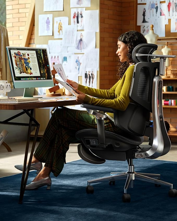 Hbada X7 Smart Ergonomic Chair, Office Chair, with Fully Automated Lumbar Tracking, 4D Adjustable Headrest, 720° Adjustable Armrests, Ventilated Seat Cushion, Swivel, Black