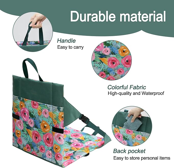 Folding Stadium Seat Cushion with Backrest, Portable Bleacher Pad for Camping,Lightweight Chair with Backrest for Outdoor Sports Concerts