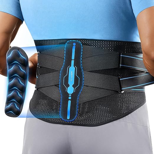 AGPTEK Back Brace for Lower Back Pain Relief, Breathable Air Mesh Back Support Belt with Ergonomic 3D Lumbar Pad for Work, Sciatica, Scoliosis, Herniated Disc, Adjustable Dual Straps, for Men Women (X-Large)