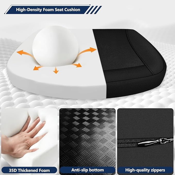 Seat Cushion,Lumbar Support Pillow for Office Chair,Ergonomic Memory Foam Back Support Pillow, High Density Foam Chair Cushion for Sciatica Pain Relief Coccyx Pad for Chair,Car,Desk,Black