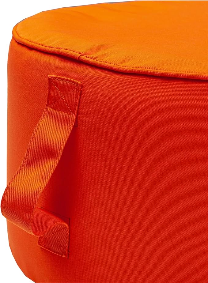 QILLOWAY Inflatable Outdoor Ottoman for Patio, Waterproof Round Pouf, Inflatable Foot Rest, Outdoor Footstool for Poolside, Garden，Camping,Orange