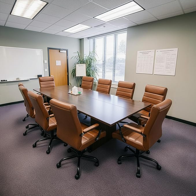 Office Desk Chair,Modern Leather Conference Room Chairs,High Back Home ofiice Chair,Adjustable Height Swivel Executive Computer Chair with Armrest and Padded Seat (Brown with Black Frame)