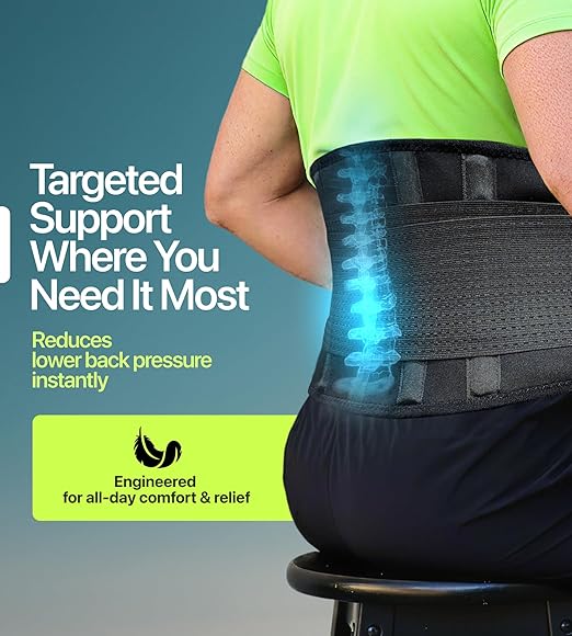 Back Brace for Lower Back Pain Relief 2XL, Lumbar Support Belt for Men & Women with Lumbar Pad, Ergonomic Design and Soft Breathable Material, Adaptive Fit for Herniated Disc, Sciatica, Scoliosis