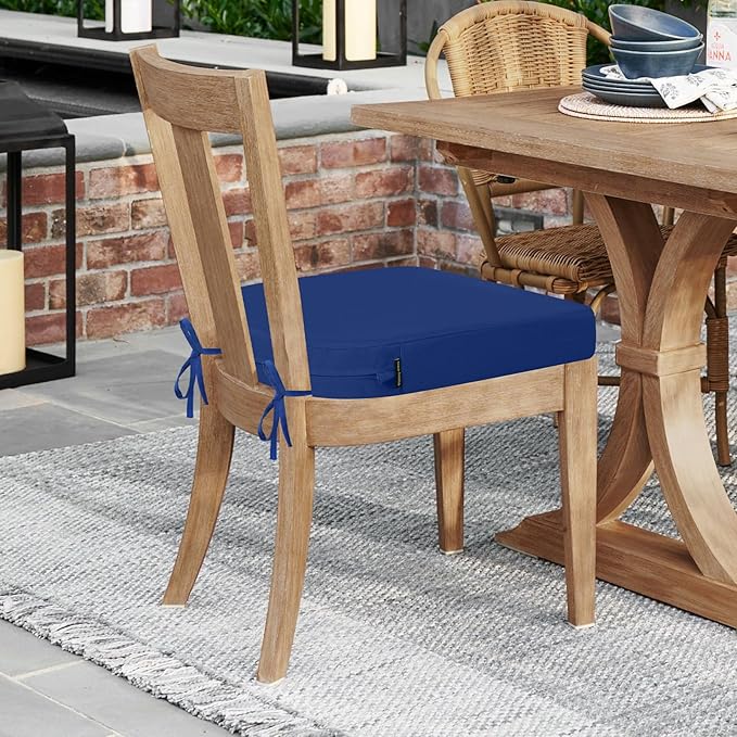idee-home Outdoor Chair Cushions Set of 4, Thick 17" x 17" Outdoor Seat Cushions Patio Furniture Waterproof with Ties, Dining Pads