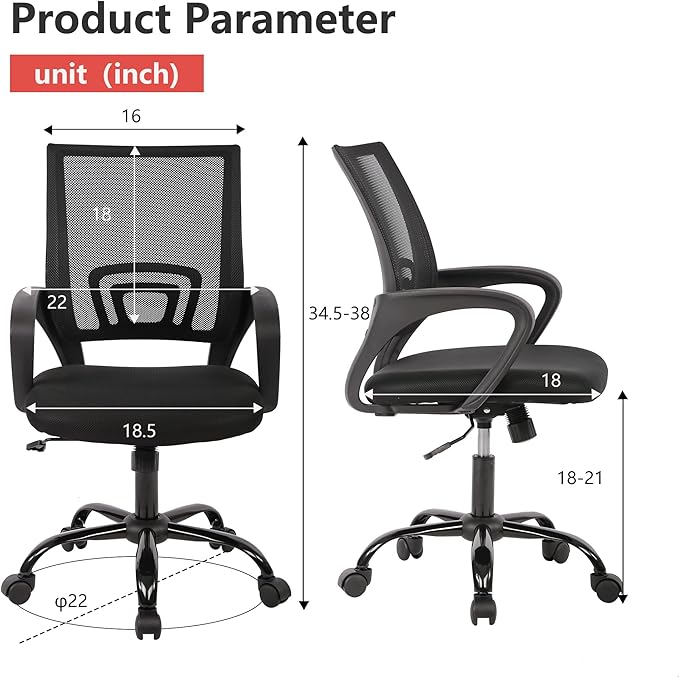 PayLessHere Office Computer Chair Ergonomic Cheap Desk Chair Adjustable Comfortable Mid Back Task Rolling Swivel with Lumbar Support for Home Office (Pack of 2, Black)