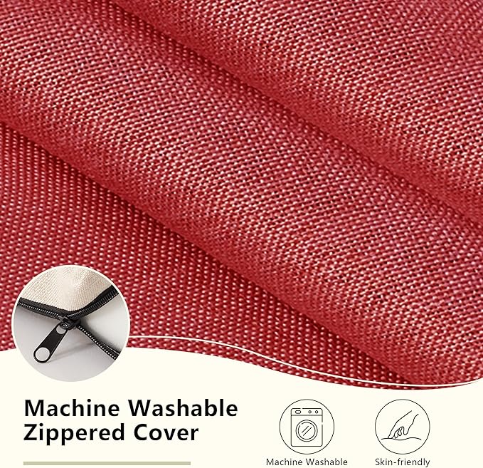 Nordjager Dining Chair Cushions Set of 6 Memory Foam Chair Cushion, Comfortable Dining Chair Pad Removable Slip Resistant Kitchen Chair Seat Cushion (6 Piece, Red)