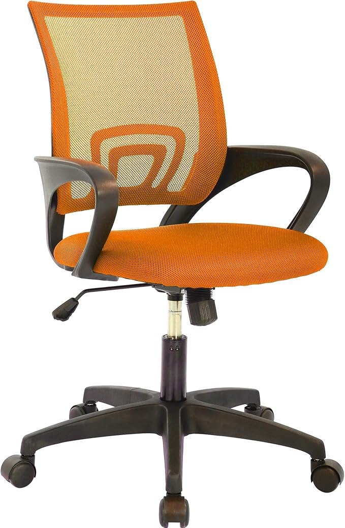 Orthopedic Office Chair - Supportive Backrest with Adjustable Seat Height & Tilt (Doctor Recommended Design), PVC Base, Orange