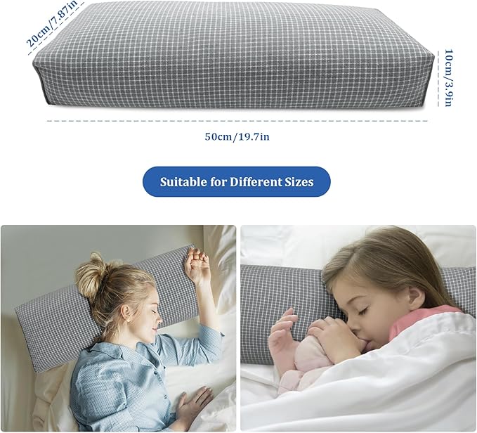 Adjustable Buckwheat Hull Pillow for Neck Pain Relief (21x8x4) Natural Cooling Cervical Support Camping Pillow for Side & Back Sleepers with Night Sweats (xiaoge Grey)