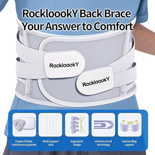Lower Back Brace for Women Men, Adjustable Lumbar Support with Ergonomic Metal Stays for Work,Lifting,Drive,Fitness, Breathable Fabric Support Belt with 3D Pad, Grey,Size L,Waist 38"-45"