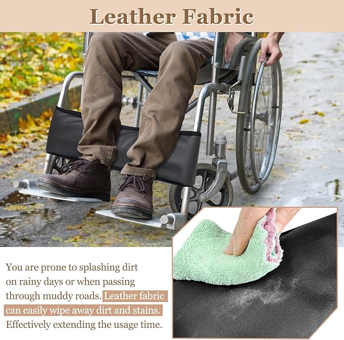 Wheelchair Footrest Belt - Foot Calf Straps Leg Support Safety Feet Rest Belt Transporter Chair Adjustable Disabled Elderly Leg Rest Cushioned Pad to Prevent Feet Slipping-Fill Thick Cotton Leather