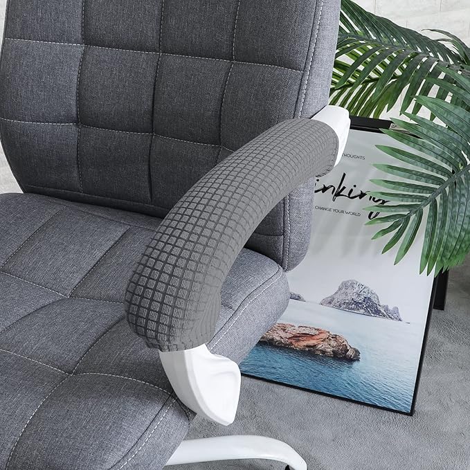 FORCHEER Office Chair Armrest Cover Stretchable Water Resistant Spandex Stretch Jacquard Computer Office Chair Arm Covers Chair Slipcover for Desk Chairs Arm 2P-Dark Grey
